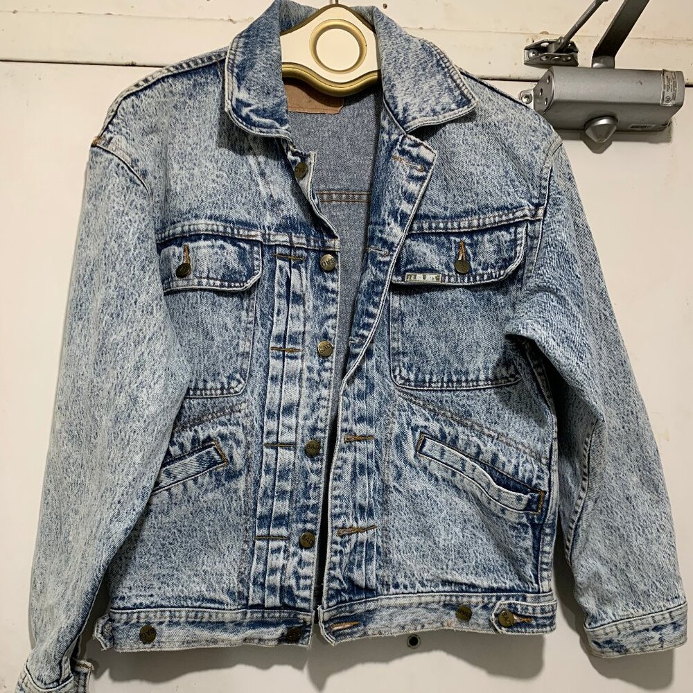 VINTAGE BAD BLUE ACID WASH DENIM JACKETS SIZE S